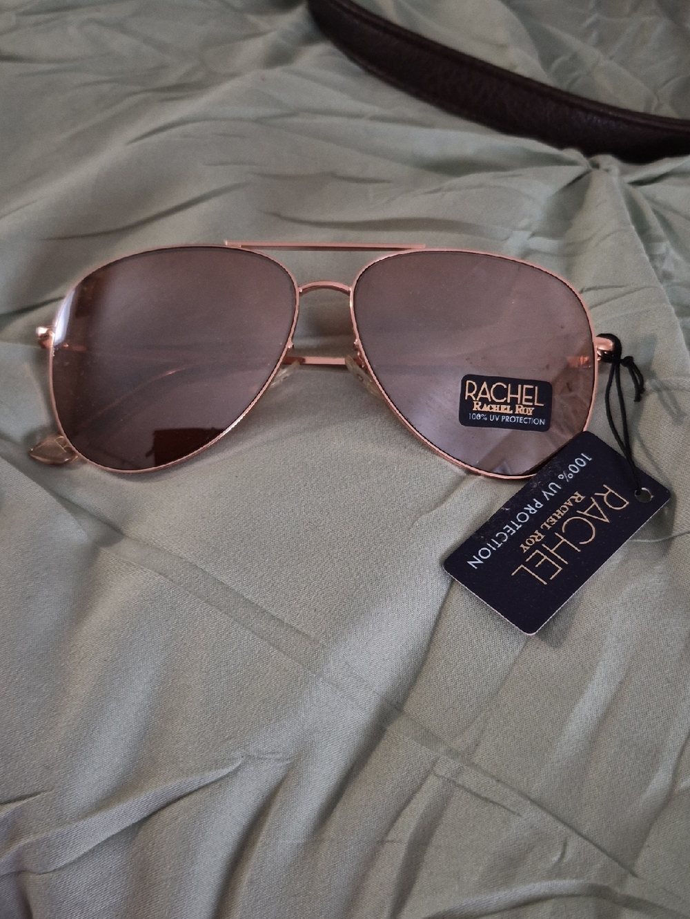 Rachael Roy Bronze Rose Gold Aviator Womens Sunglasses New